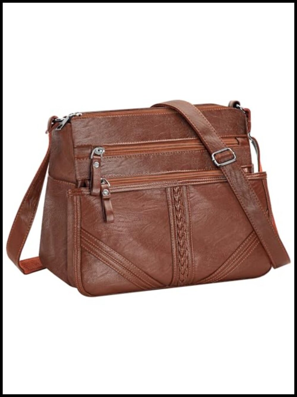 Soft PU Leather Crossbody Bag Multi Pocket Shoulder Purse Women